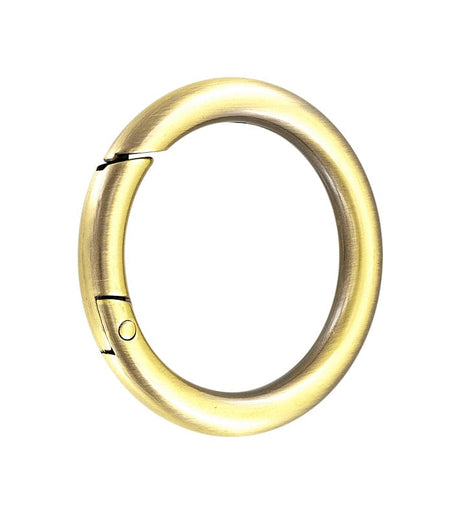 Ohio Travel Bag Rings & Slides 1 1/2" Antique Brass, Spring Gate Round Ring, Zinc Alloy, #P-2526-ANTB P-2526-ANTB