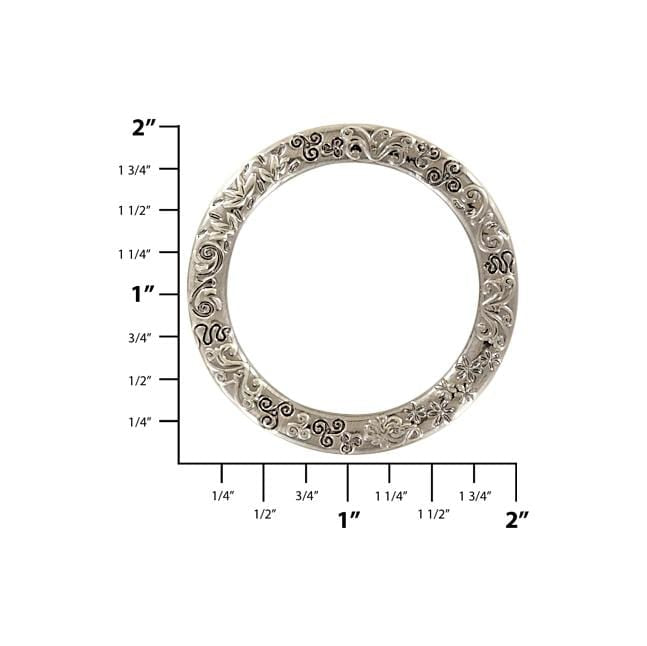 Ohio Travel Bag Rings & Slides 1 1/2" Antique Nickel, Cast Flat Round Ring, Zinc Alloy, #P-2761-ANTN P-2761-ANTN