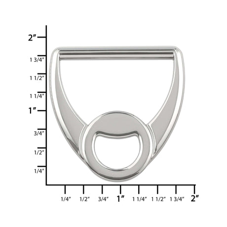 Ohio Travel Bag Rings & Slides 1 1/2" Shiny Nickel, Double Loop D-Ring, Zinc Alloy, #P-3038-NIC P-3038-NIC