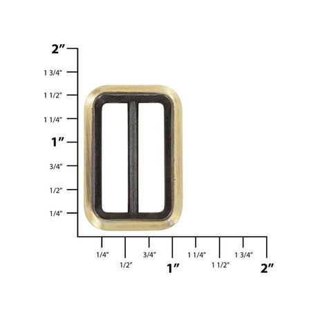 Ohio Travel Bag Rings & Slides 1 3/16" Antique Brass, Cast Beveled Double Loop, Zinc Alloy, #P-2895-ANTB P-2895-ANTB