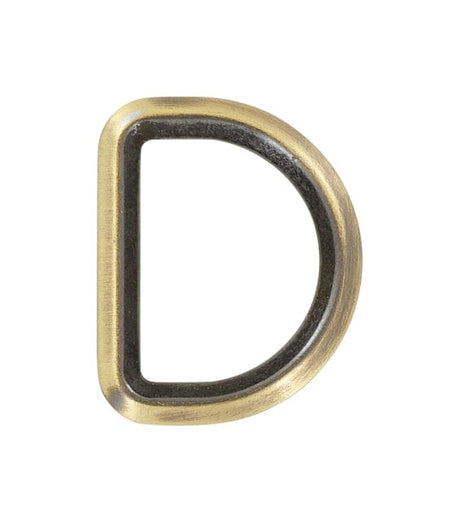 Ohio Travel Bag Rings & Slides 1 3/16" Antique Brass, Solid Beveled D Ring, Zinc Alloy, #P-2886-ANTB P-2886-ANTB