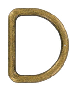 Ohio Travel Bag Rings & Slides 1 7/8" Antique Brass, Cast D-Ring, Zinc Alloy, #D-404-ANTB D-404-ANTB