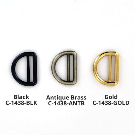 Ohio Travel Bag Rings & Slides 1" Antique Brass, Cast Double Loop D-Ring, Zinc Alloy, #C-1438-ANTB C-1438-ANTB