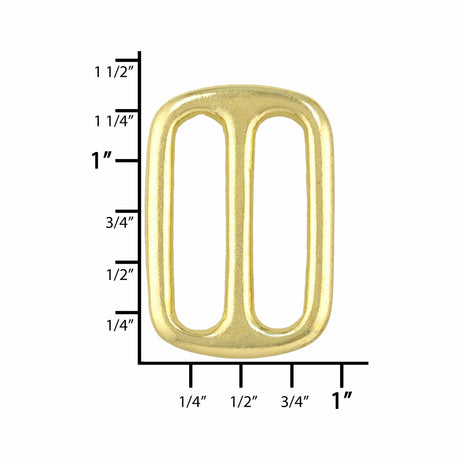 Ohio Travel Bag Rings & Slides 1" Brass, Cast Double Loop, Solid Brass, #P-2510-SB P-2510-SB