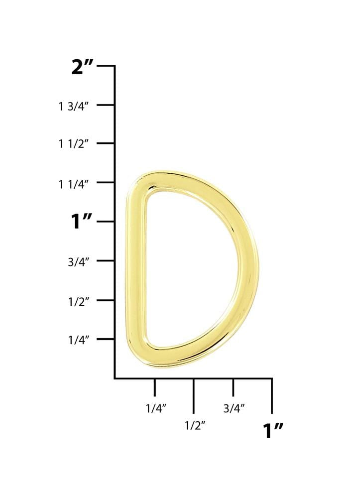 Ohio Travel Bag Rings & Slides 1" Gold, Flat Cast D Ring, Zinc Alloy, #P-2561-GOLD P-2561-GOLD