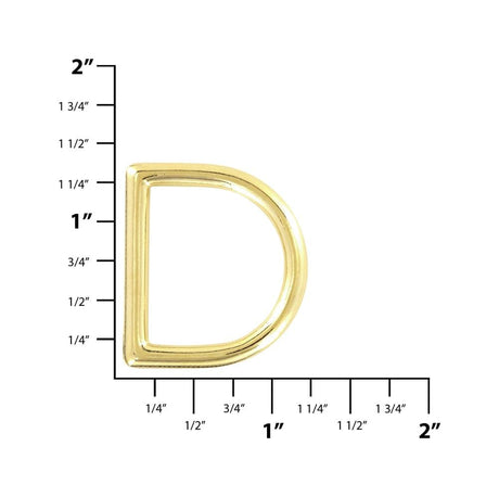 Ohio Travel Bag Rings & Slides 1" Gold, Solid D Ring, Zinc Alloy, #P-2075-GOLD P-2075-GOLD