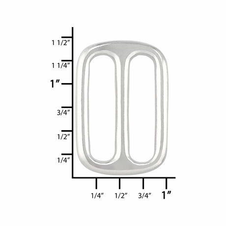 Ohio Travel Bag Rings & Slides 1" Nickel, Cast Double Loop, Solid Brass, #P-2510-SBN P-2510-SBN
