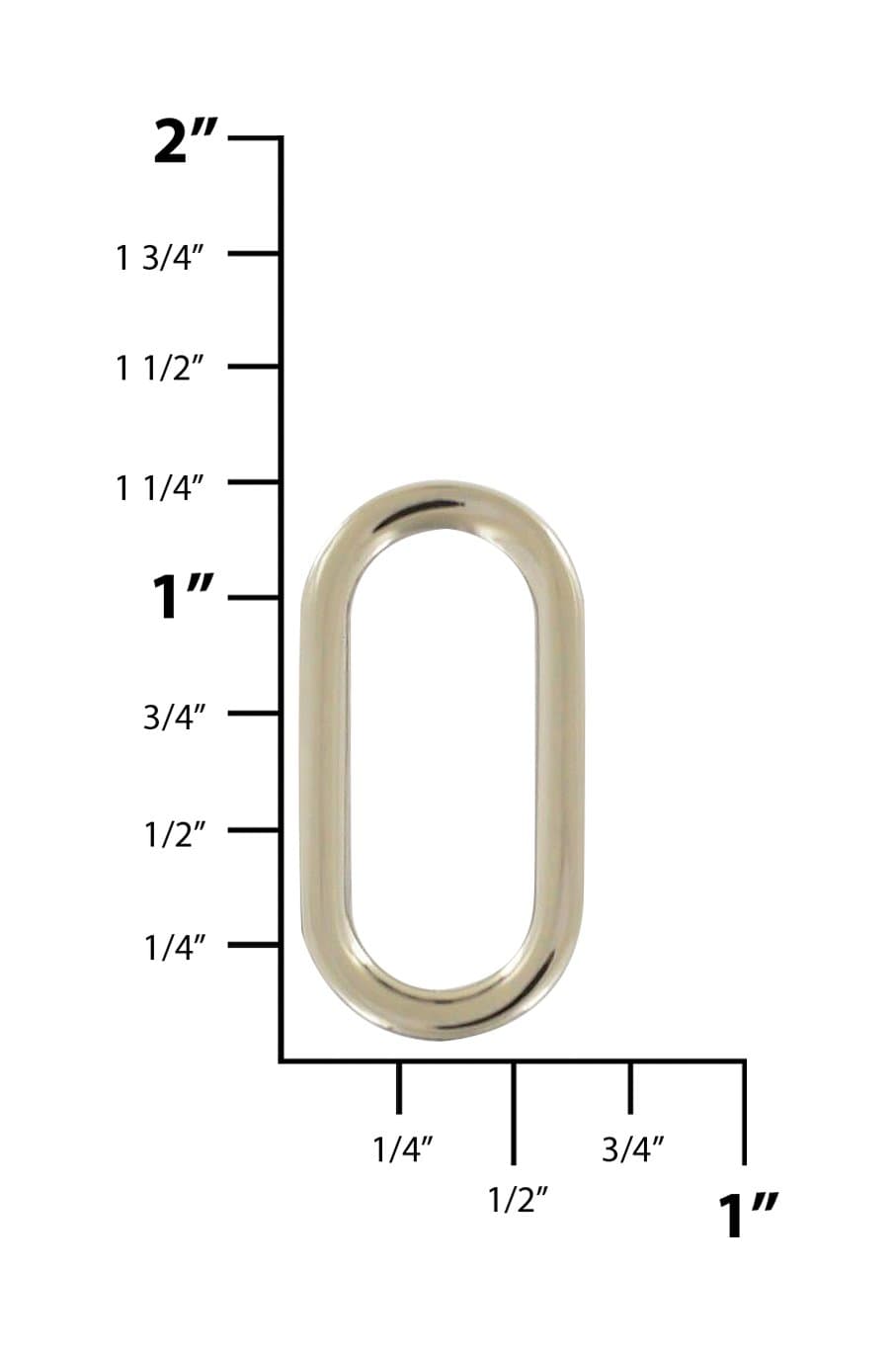 Ohio Travel Bag Rings & Slides 1" Nickel, Cast Oval Flat Ring, Zinc Alloy, #P-2554-NIC P-2554-NIC
