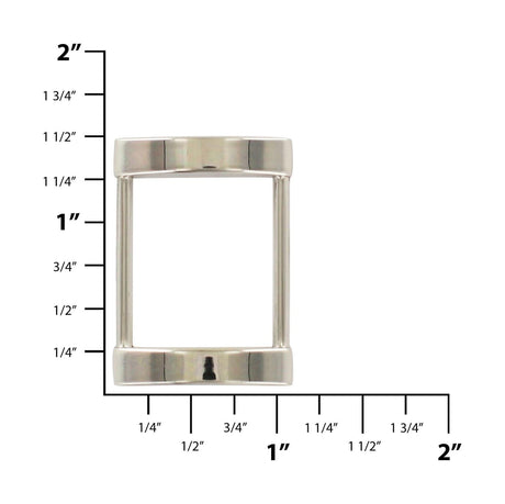 Ohio Travel Bag Rings & Slides 1" Nickel, Solid Beveled Rectangular Ring, Zinc Alloy, #P-2559-NIC P-2559-NIC