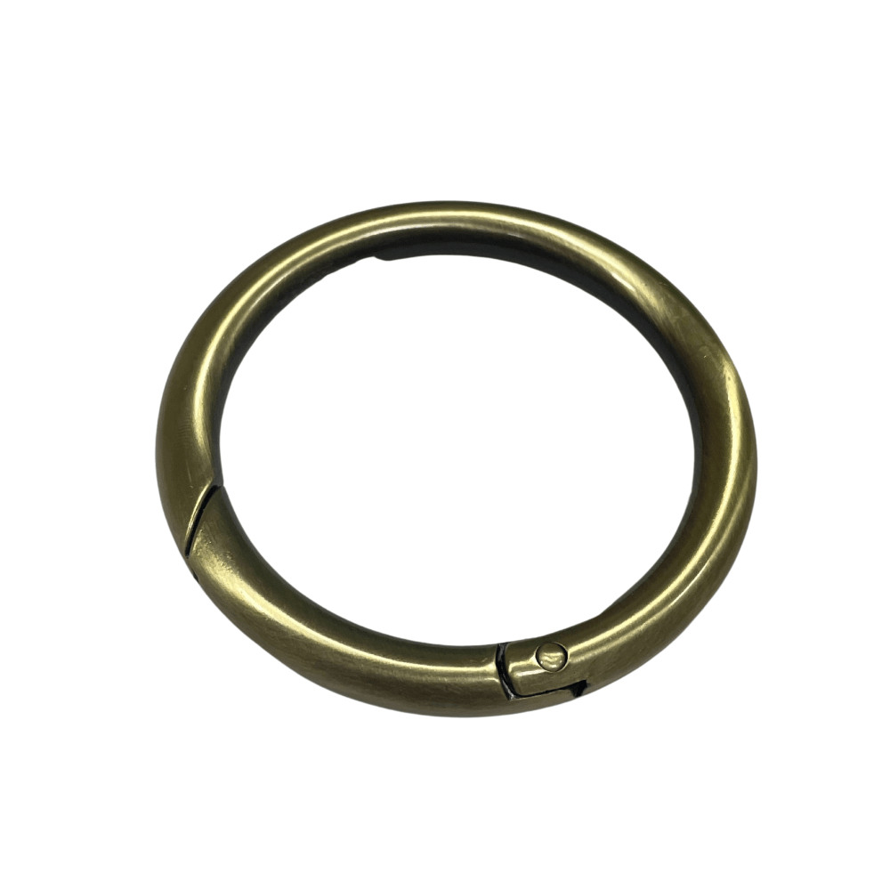 Ohio Travel Bag Rings & Slides 2 1/4" Antique Brass, Spring Gate Round Ring, Zinc Alloy, #P-2821-ANTB P-2821-ANTB