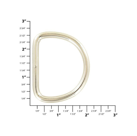 Ohio Travel Bag Rings & Slides 2" Nickel, Welded D Ring, Steel, #P-2428 P-2428