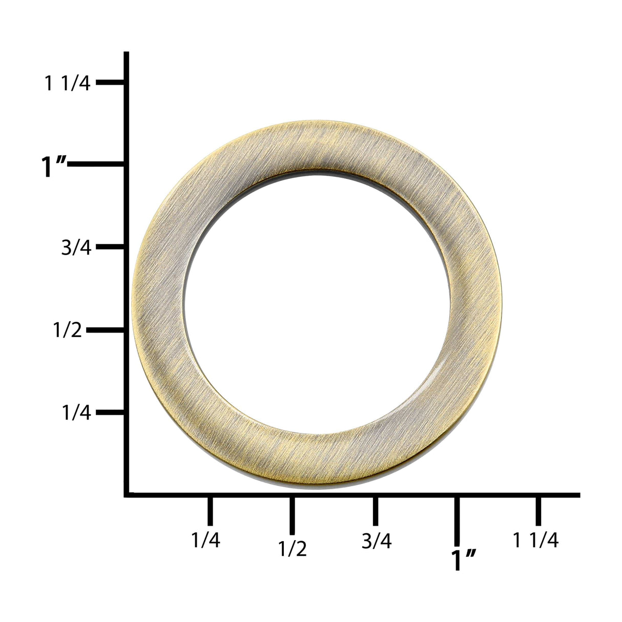 Ohio Travel Bag Rings & Slides 3/4" Antique Brass, Cast Flat Round Ring, Zinc Alloy, #P-2553-ANTB P-2553-ANTB