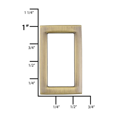Ohio Travel Bag Rings & Slides 3/4" Antique Brass, Rectangular Concave Ring, Zinc Alloy, #P-2556-ANTB P-2556-ANTB