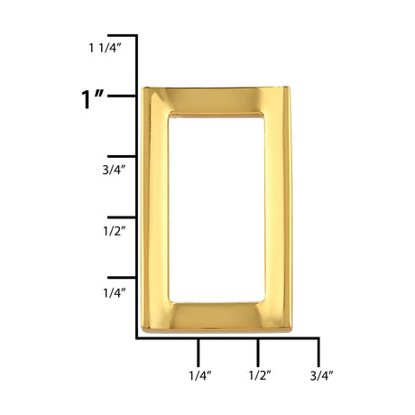 Ohio Travel Bag Rings & Slides 3/4" Gold, Rectangular Concave Ring, Zinc Alloy, #P-2556-GOLD P-2556-GOLD