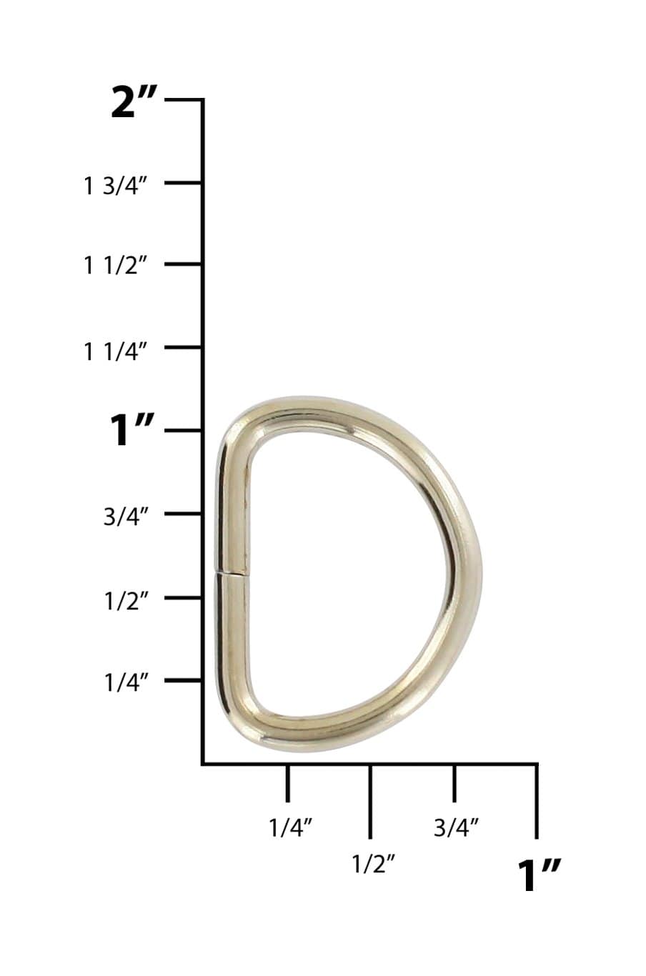 Ohio Travel Bag Rings & Slides 3/4" Nickel, Split D-Ring, Steel, #D-105-NP D-105-NP