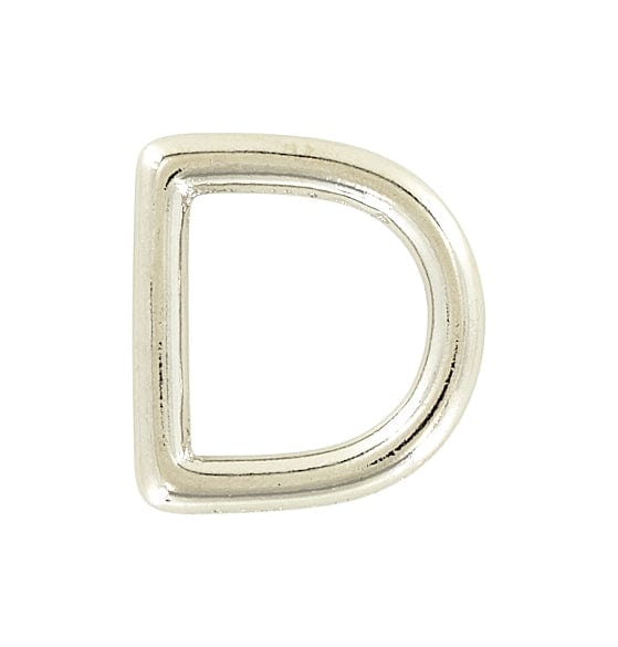 Ohio Travel Bag Rings & Slides 3/4" Shiny Nickel, Solid D Ring, Solid Brass, #P-1337-SBN P-1337-SBN