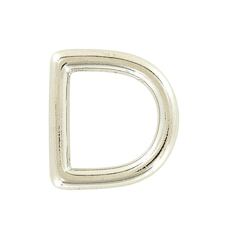 Ohio Travel Bag Rings & Slides 3/4" Shiny Nickel, Solid D Ring, Solid Brass, #P-1337-SBN P-1337-SBN