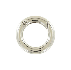 Ohio Travel Bag Rings & Slides 3/4" Shiny Nickel, Spring Gate Flat Round Ring, Zinc Alloy, #P-2733-NIC P-2733-NIC