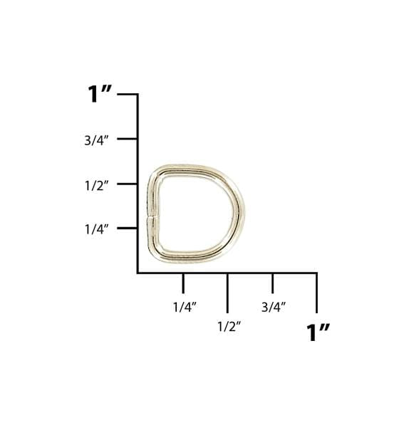 Ohio Travel Bag Rings & Slides 3/8" Nickel, Welded D Ring, Steel, #P-2227-NP P-2227-NP