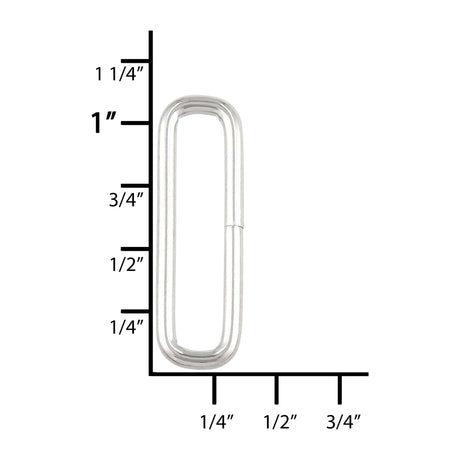 Ohio Travel Bag Rings & Slides 7/8" Nickel, Rectangular Ring, Steel, #P-3081 P-3081
