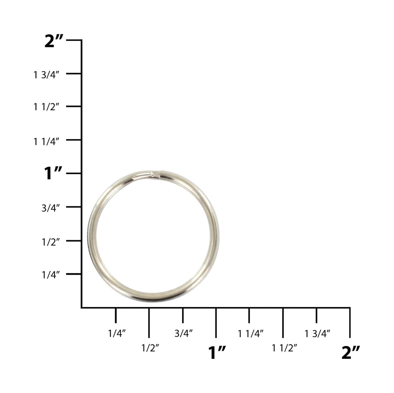 Ohio Travel Bag Rings & Slides 7/8" Nickel, Split Key Ring, Steel, #L-199-7-8N L-199-7-8N