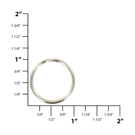 Ohio Travel Bag Rings & Slides 7/8" Nickel, Split Key Ring, Steel, #L-199-7-8N L-199-7-8N