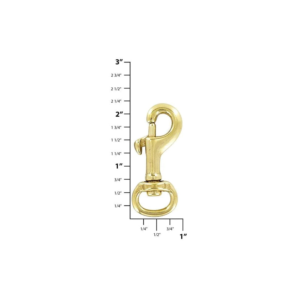 1/2" Brass, Bolt  Swivel Snap Hook, Solid Brass-PK4, #P-1925