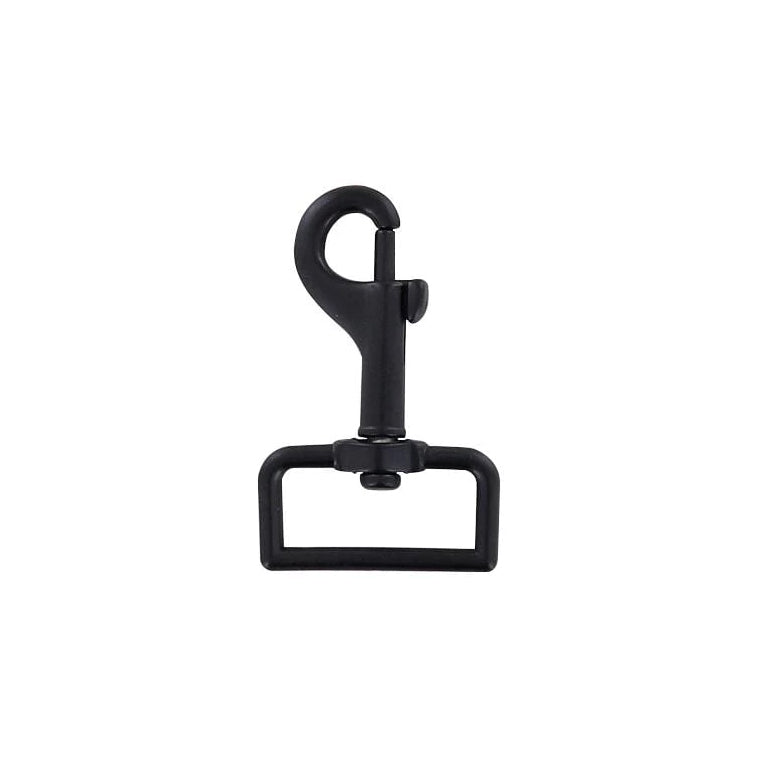 1" Matte Black, Rectangular 1 7/8" Bolt Swivel Snap Hook, Zinc Alloy