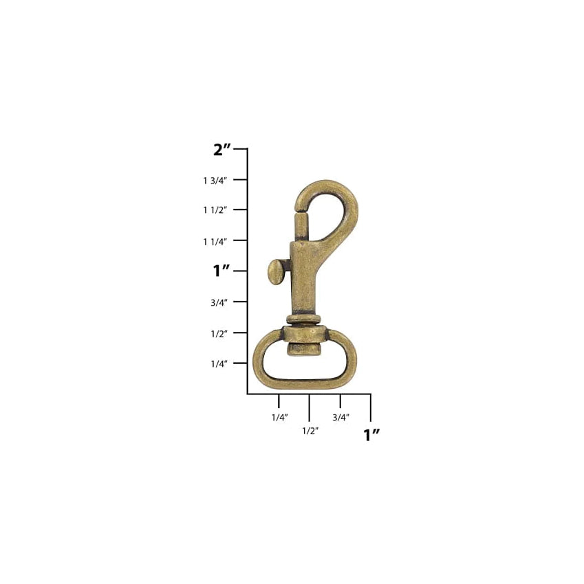 5/8" Antique Brass, Bolt Swivel Snap Hook, Zinc Alloy, #P-1785-ANTB