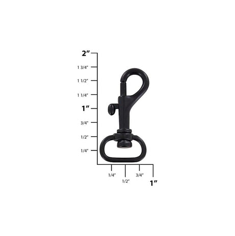 5/8" Matte Black, Bolt Swivel Snap Hook, Zinc Alloy