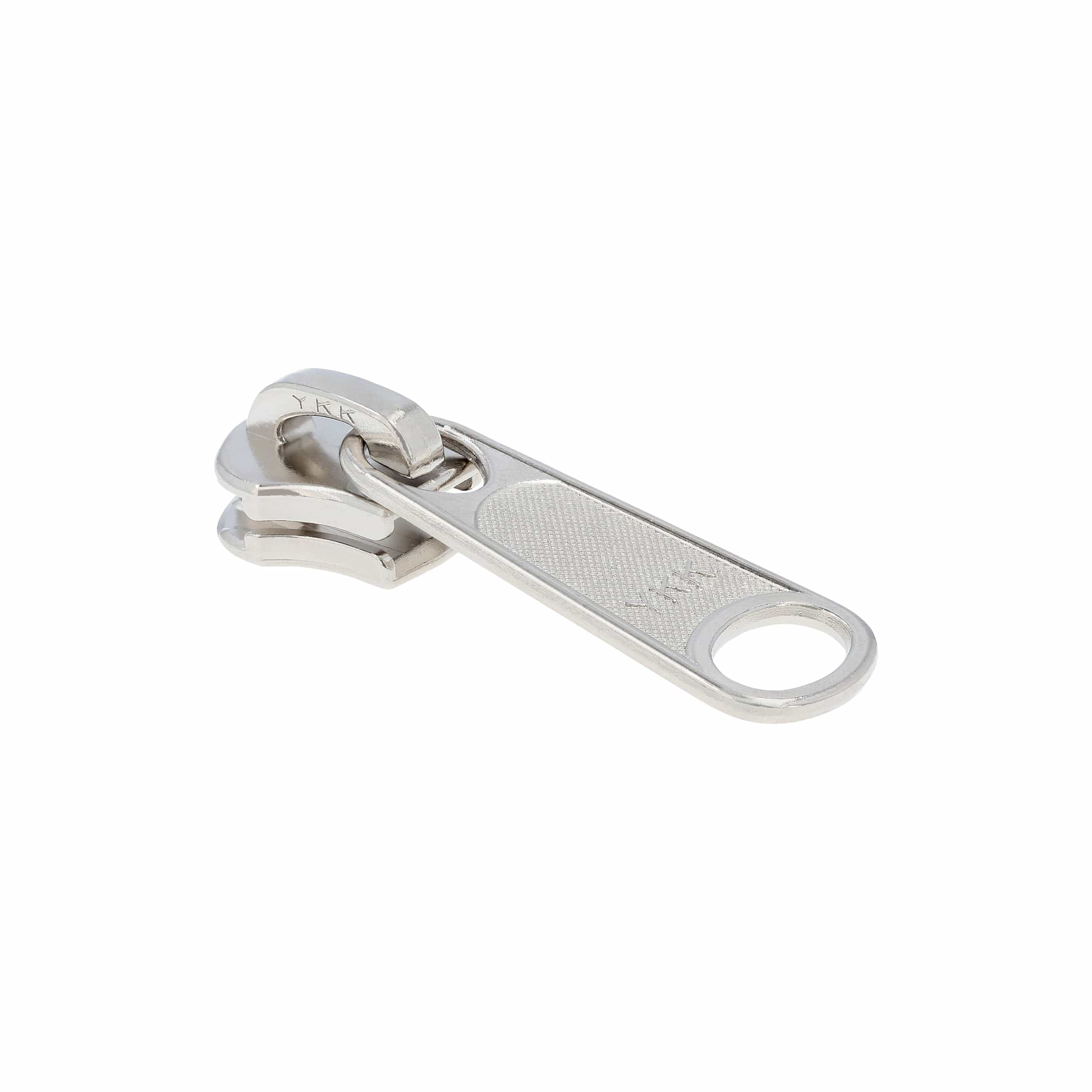 10 Nickel, Metal, YKK Long Tab Semi-Swivel Slider, Zinc Alloy