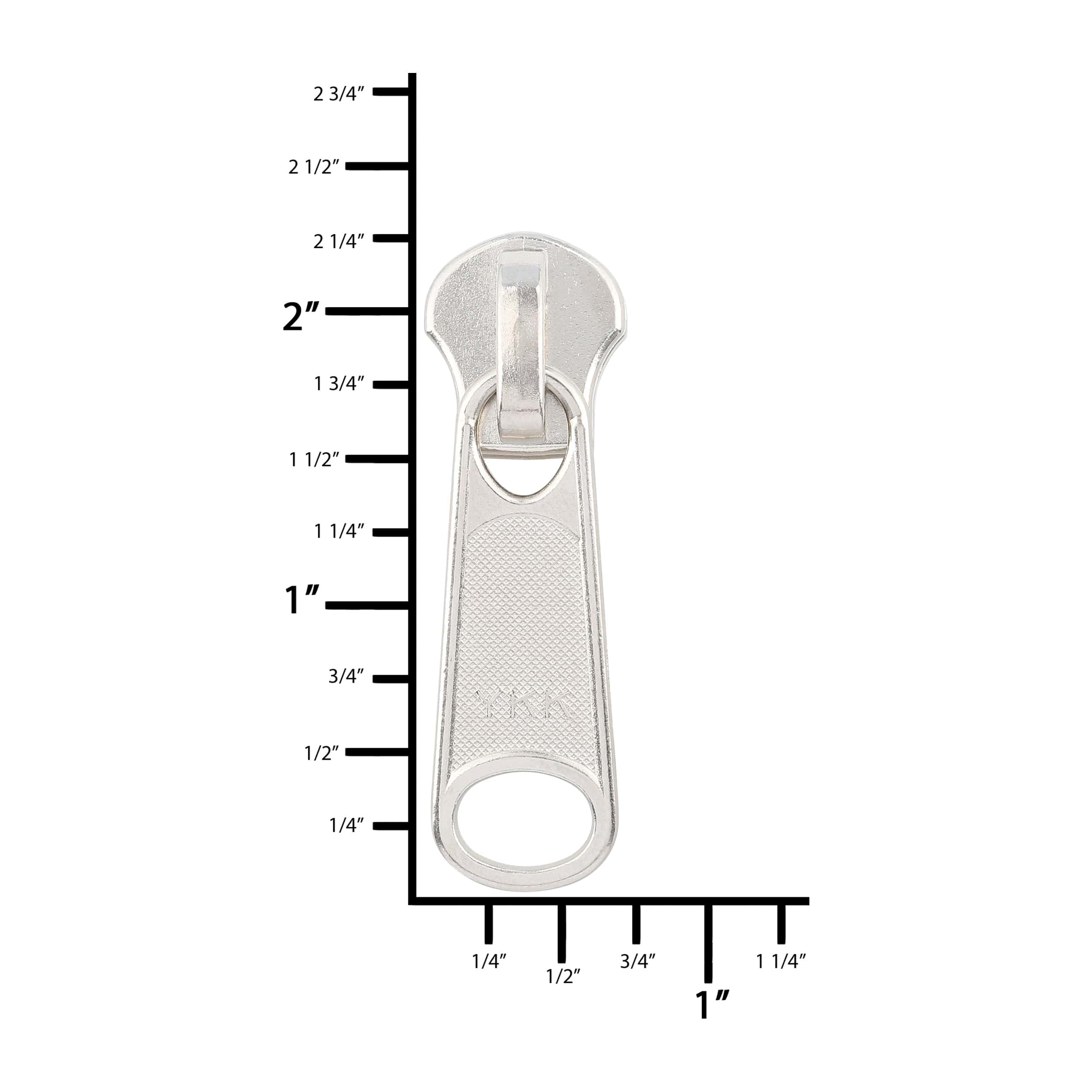 10 Nickel, Metal, YKK Long Tab Semi-Swivel Slider, Zinc Alloy
