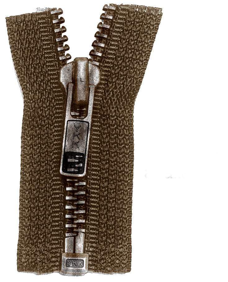 Ohio Travel Bag Zippers 36" Brown with Antique Brass, Bomber Jacket Zipper, Metal, #6BJ-36-BRO-ANT 6BJ-36-BRO-ANT