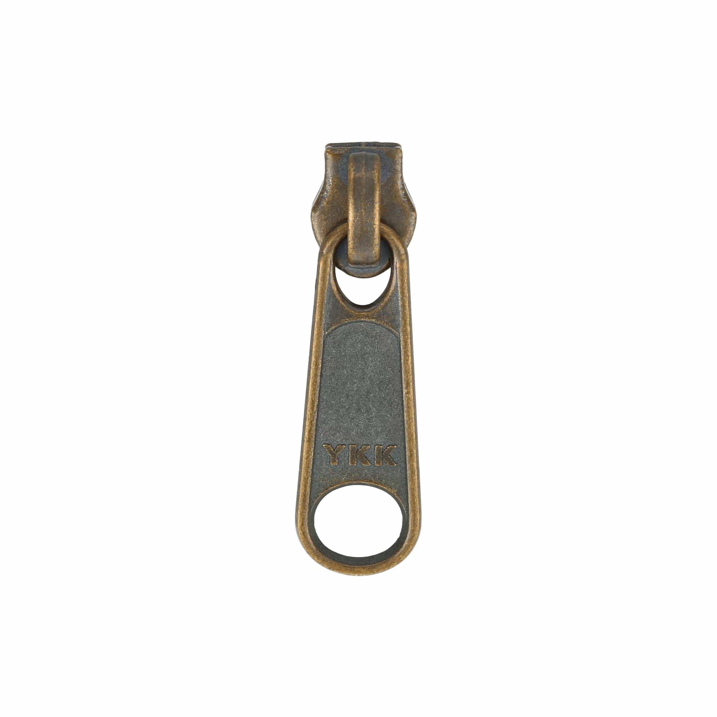 Ohio Travel Bag Zippers #4.5 Antique Brass, YKK Long Tab Swivel Slider, Zinc Alloy, #4.5C-1-ANTB 4.5C-1-ANTB