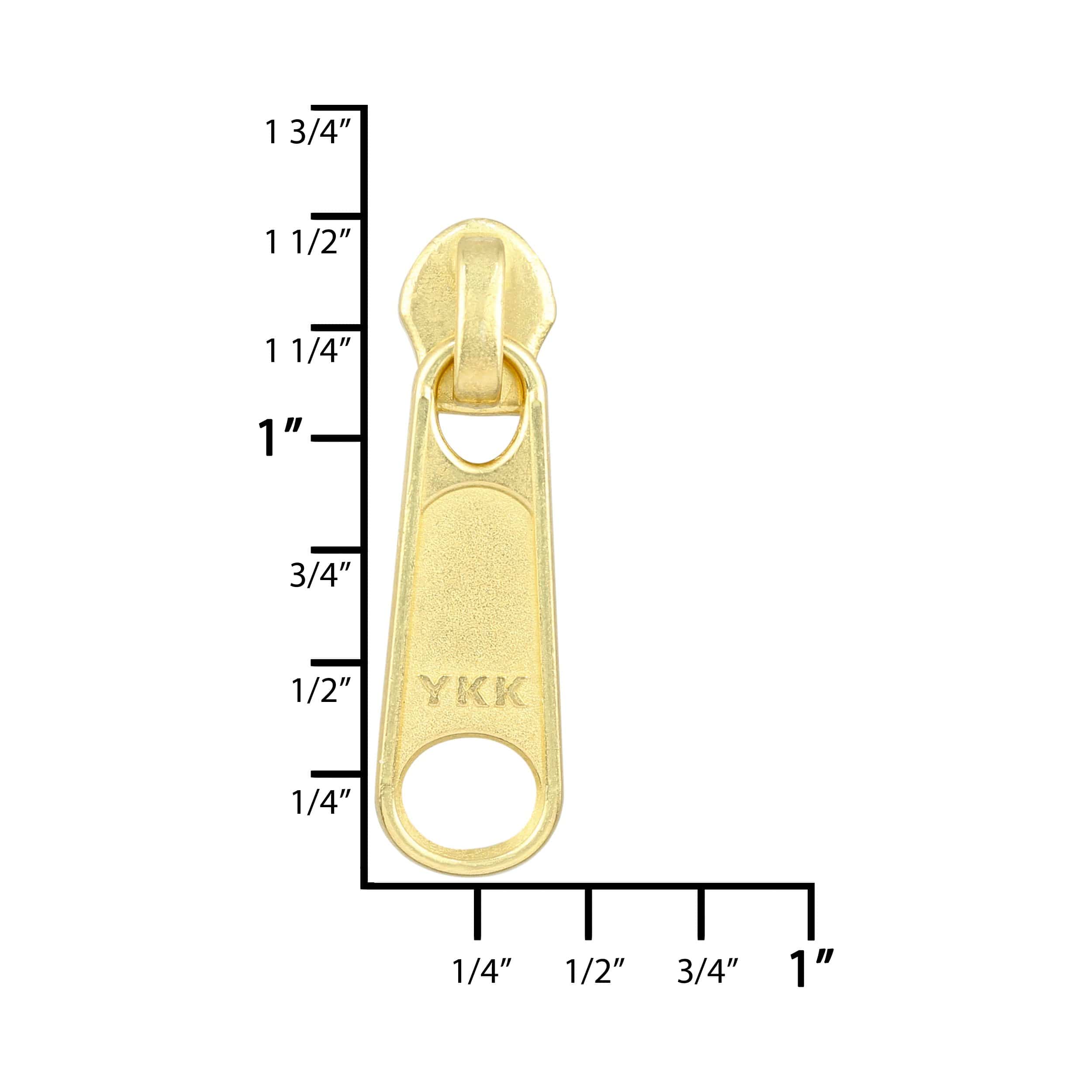 4.5 Brass, Coil, YKK Long Tab Semi-Swivel Slider, Zinc Alloy