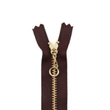 Ohio Travel Bag Zippers 5" Brown with Brass, Handbag Zipper, Metal, #451-5-BRO 451-5-BRO