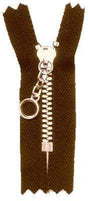 Ohio Travel Bag Zippers 6" Handbag Zipper, Brown With Brass Teeth, Metal, #451-6-BRO 451-6-BRO