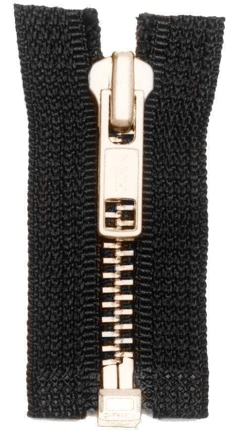 Ohio Travel Bag Zippers #6 Jacket Zipper 30in Black With Brass, #6JK-30-BLK-B 6JK-30-BLK-B