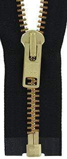 Ohio Travel Bag Zippers #9 Jacket Zipper 24in Black With Brass, #9JK-24-BLK-B 9JK-24-BLK-B