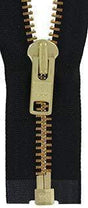 Ohio Travel Bag Zippers #9 Jacket Zipper 24in Black With Brass, #9JK-24-BLK-B 9JK-24-BLK-B